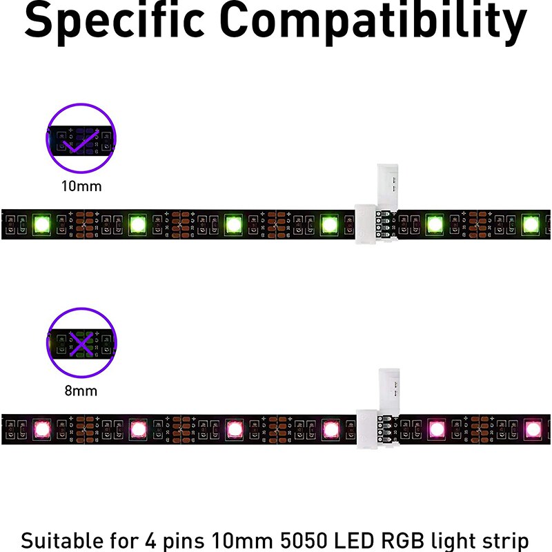 LED Ʈ Ŀ, 5050 SMD  Ŀ, L ĿͿ, 4 , 10mm ִ RGB Ʈ Ʈ Ŀ